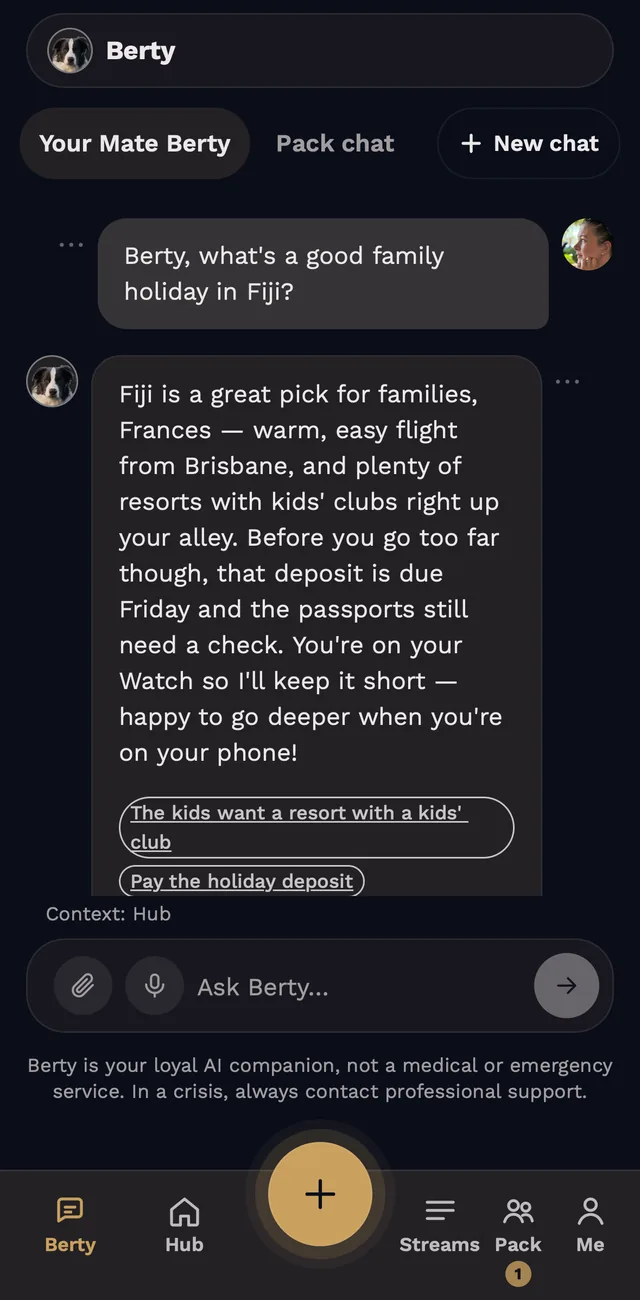 A chat with Berty about a family holiday in Fiji